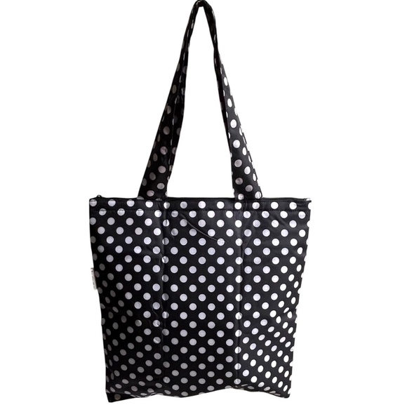 Sachi Polka Dot Insulated Zippered Tote Bag - Picture 1 of 7